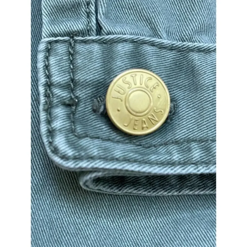 Justice Girls Olive Green Utility Style Jacket Size 14